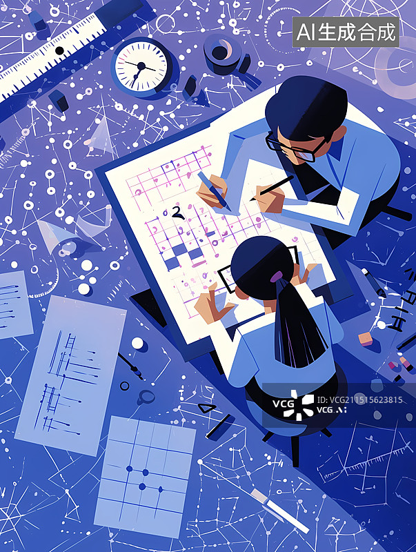 【AI数字艺术】数学学科封面扁平插画图片素材