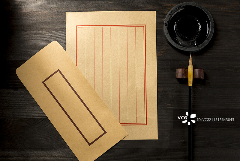 传统信纸信封特写图片素材