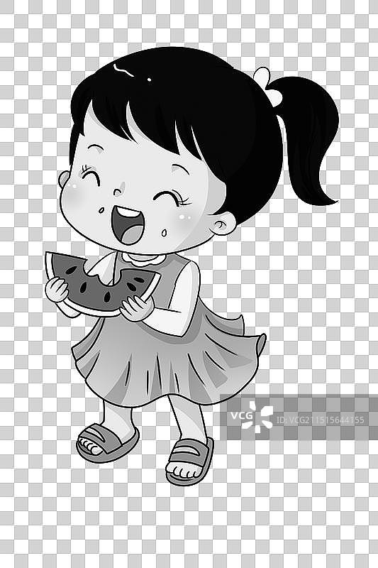 小女孩吃西瓜图片素材