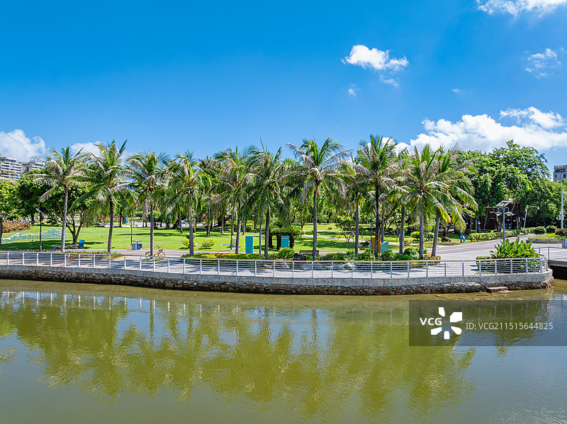 航拍海南三亚市临春河白鹭公园图片素材