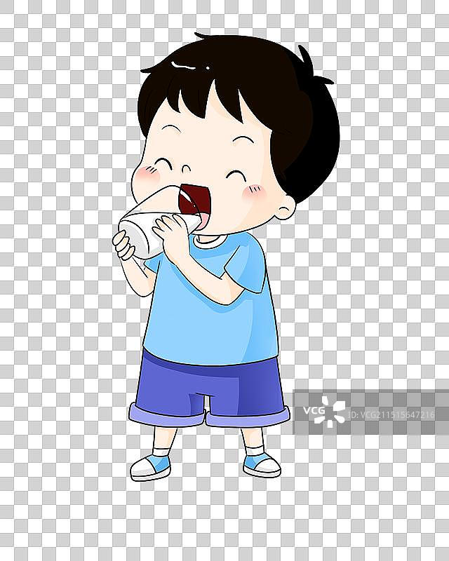 喝牛奶的男孩图片素材