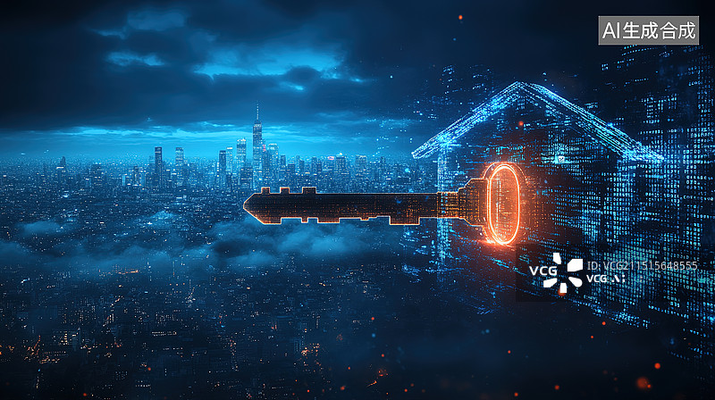 【AI数字艺术】钥匙密匙网络安全密码防盗概念图片素材