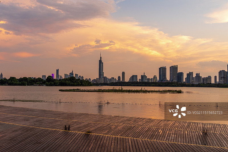 夕照玄武湖图片素材