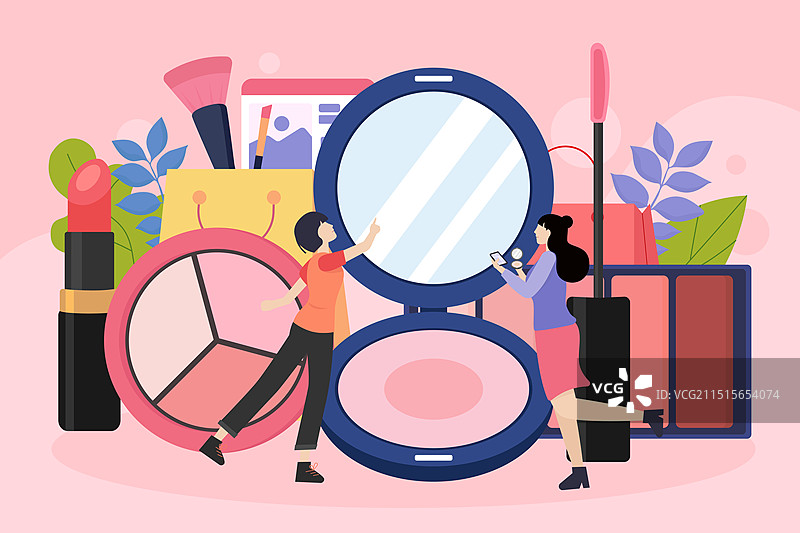 美妆购物插画图片素材