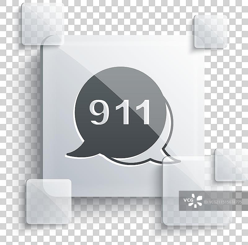 带有紧急呼叫911图标的灰色电话图片素材
