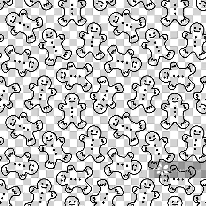 姜饼人涂鸦圣诞无缝图案图片素材