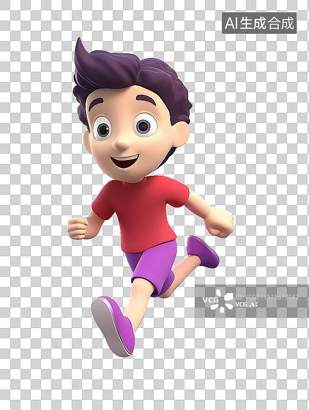 【AI数字艺术】3D风格的男孩在奔跑图片素材