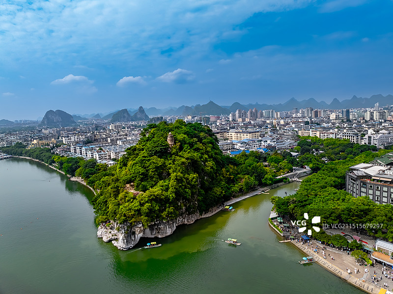 航拍广西桂林象鼻山风光图片素材