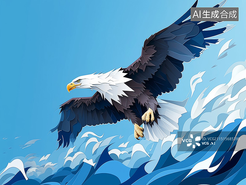 【AI数字艺术】白头鹰插画背景图片素材