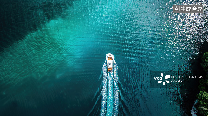 【AI数字艺术】一艘小船航行在海面上图片素材