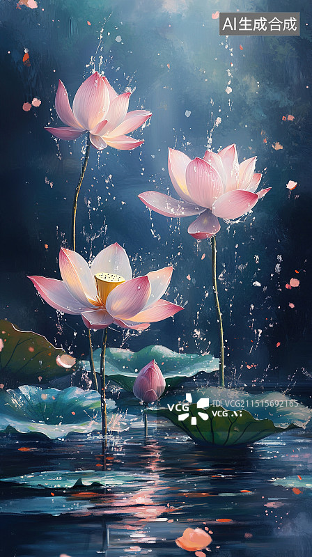 【AI数字艺术】荷花特写图片素材