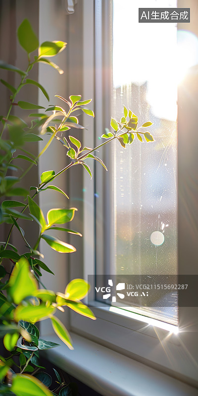 【AI数字艺术】窗边 阳光明媚的图片素材