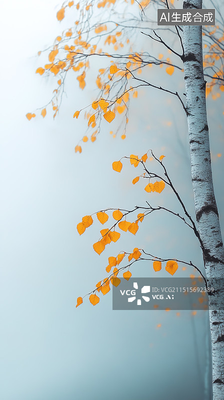 【AI数字艺术】秋天的白桦树图片素材