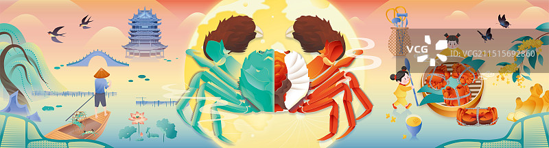 中秋食蟹图片素材