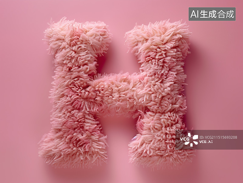 【AI数字艺术】毛绒英文字H图片素材