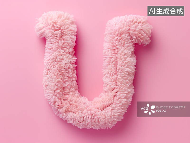 【AI数字艺术】毛绒英文字U图片素材