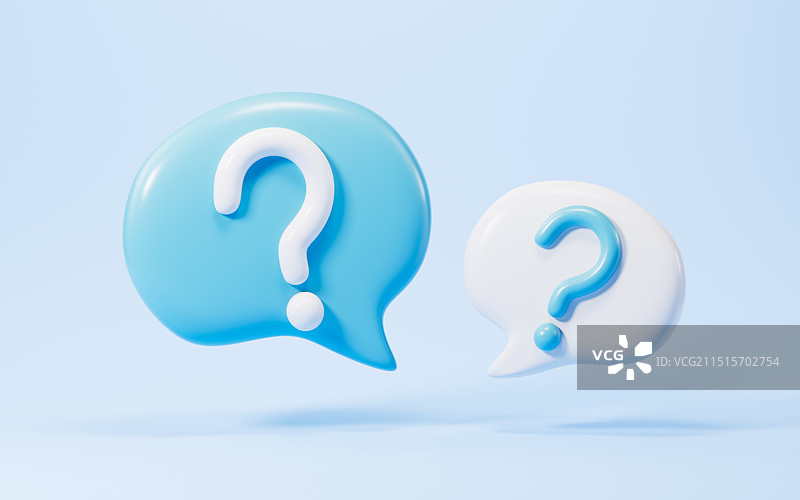 卡通疑虑表情疑惑问号3D渲染图片素材