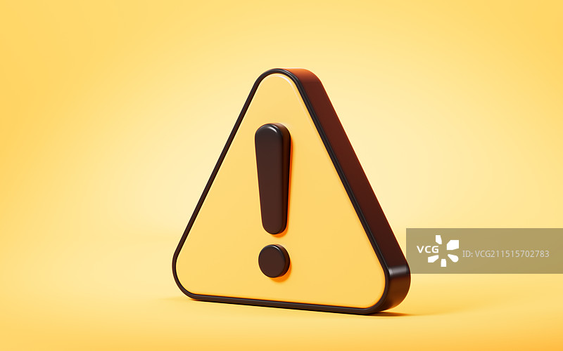 卡通警示牌标志3D渲染图片素材