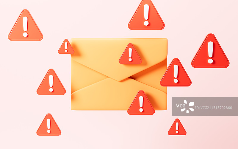电子邮件和警报垃圾邮件概念3D渲染图片素材