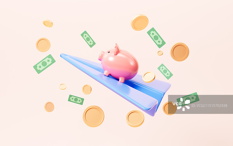 卡通金融储蓄概念3D渲染图片素材