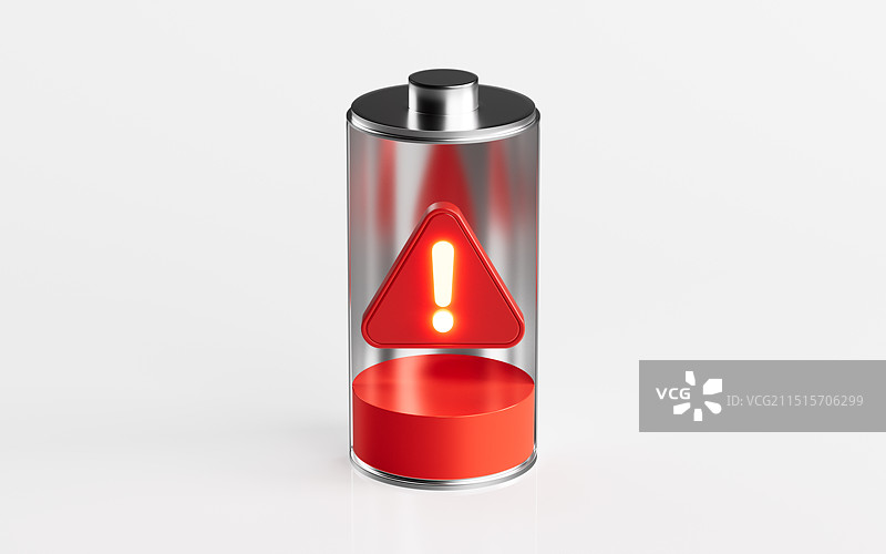 电池电量不足警告3D渲染图片素材