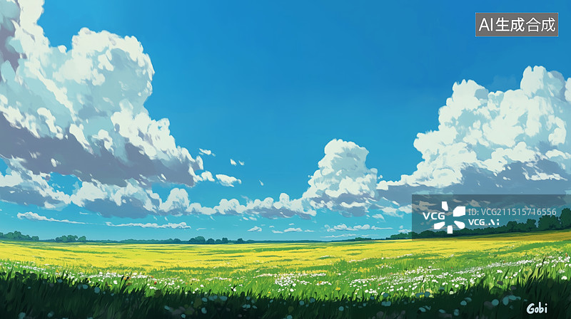 【AI数字艺术】春日花海：动漫风格插画图片素材