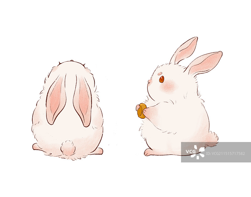 中秋手绘兔子插画图片素材