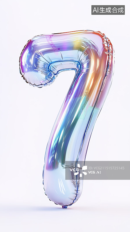 【AI数字艺术】镭射气球字 数字7图片素材