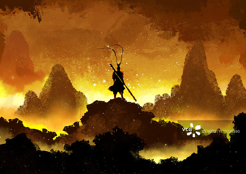 西游记齐天大圣孙悟空美猴王插画素材图片素材