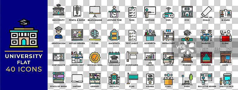 大学图标集可编辑的平面设计图片素材