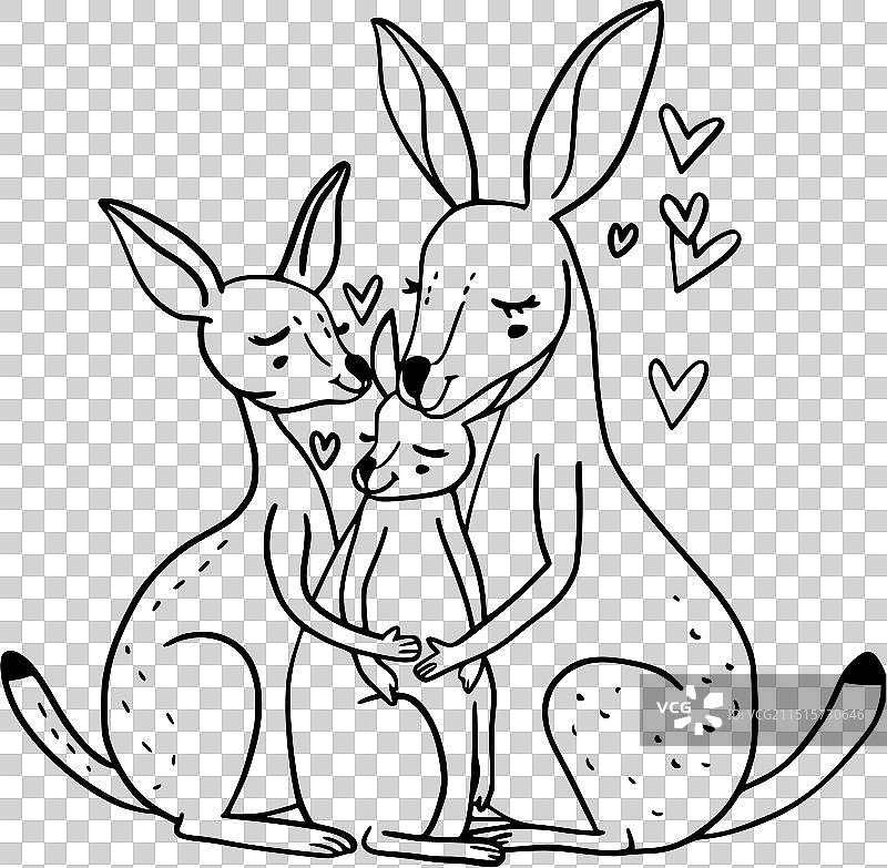 线条艺术可爱动物图片素材