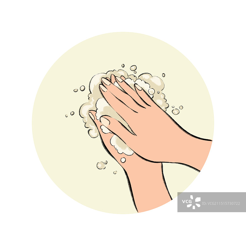 疫情感冒流感传染病医疗保健防护预防细菌病毒清洁消毒插画元素，勤洗手。图片素材