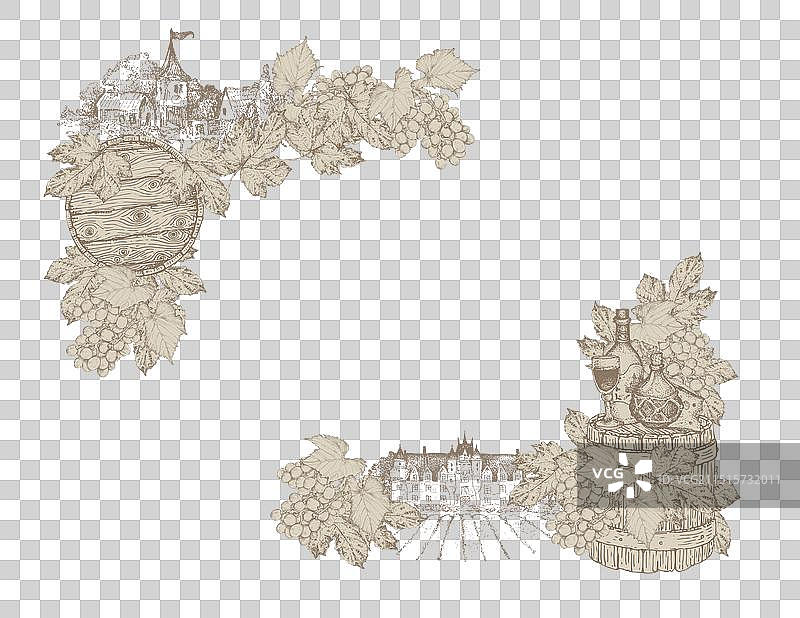 葡萄酒主题标签或菜单设计图片素材