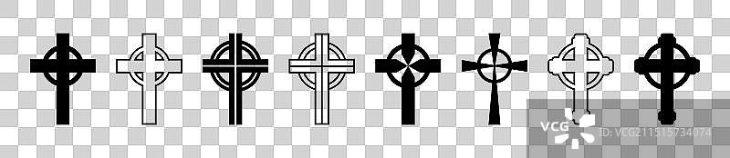 宗教凯尔特十字架剪影合集图片素材