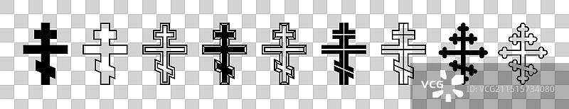 东正教十字架宗教剪影合集图片素材