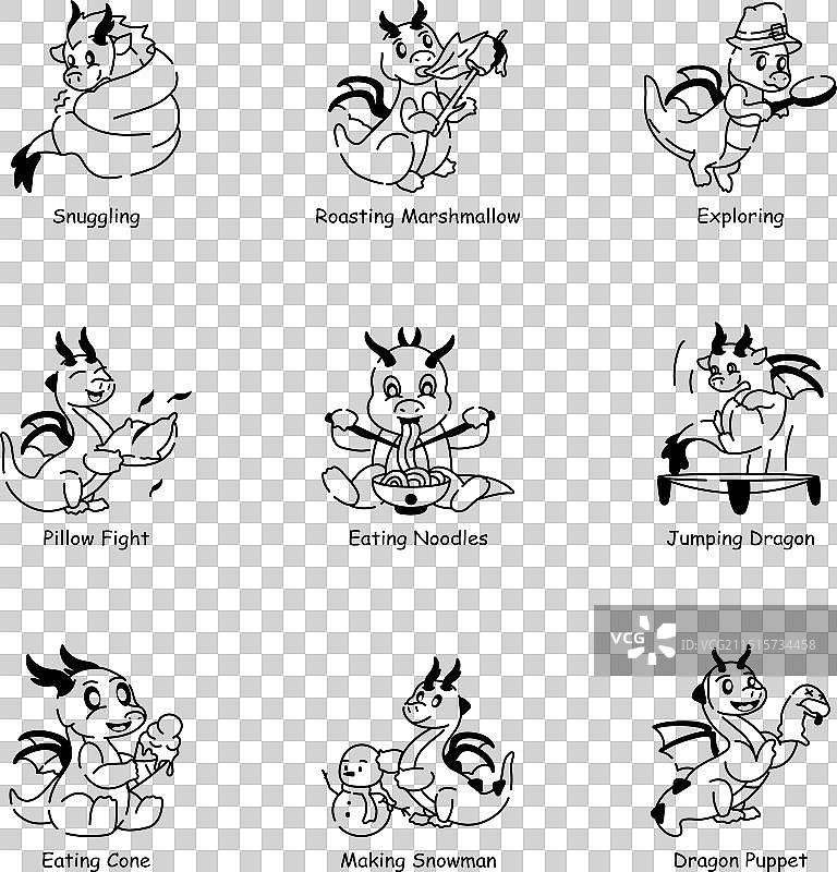 可爱小龙涂鸦图标合集图片素材