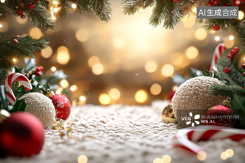 【AI数字艺术】圣诞节温馨装饰与糖果拐杖图片素材