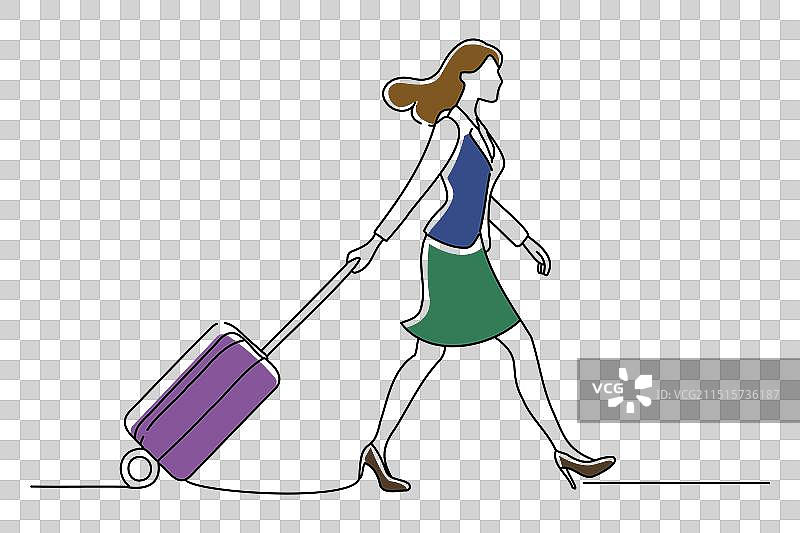 带着行李涂鸦的女商人图片素材