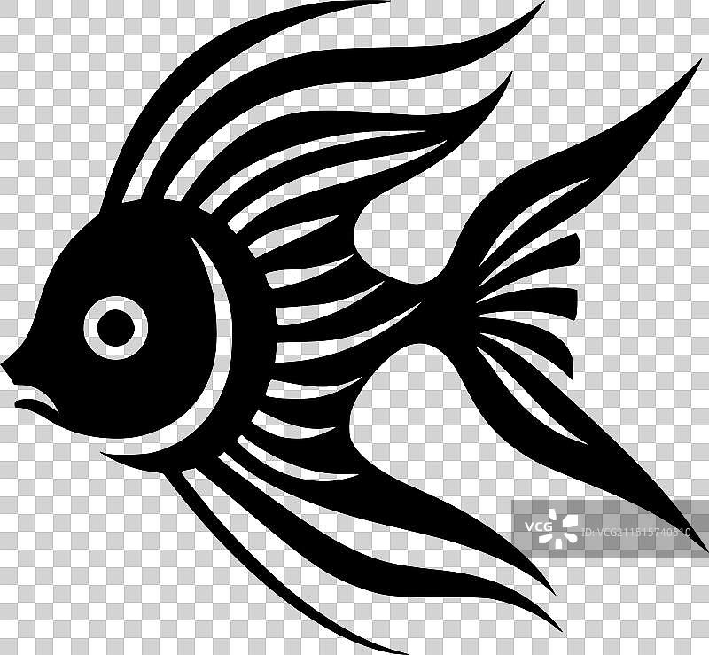 黑白神仙鱼图标图片素材