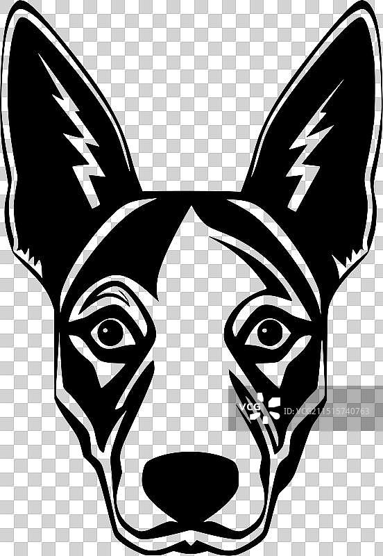 巴辛吉犬 - 简约扁平风格标志图片素材