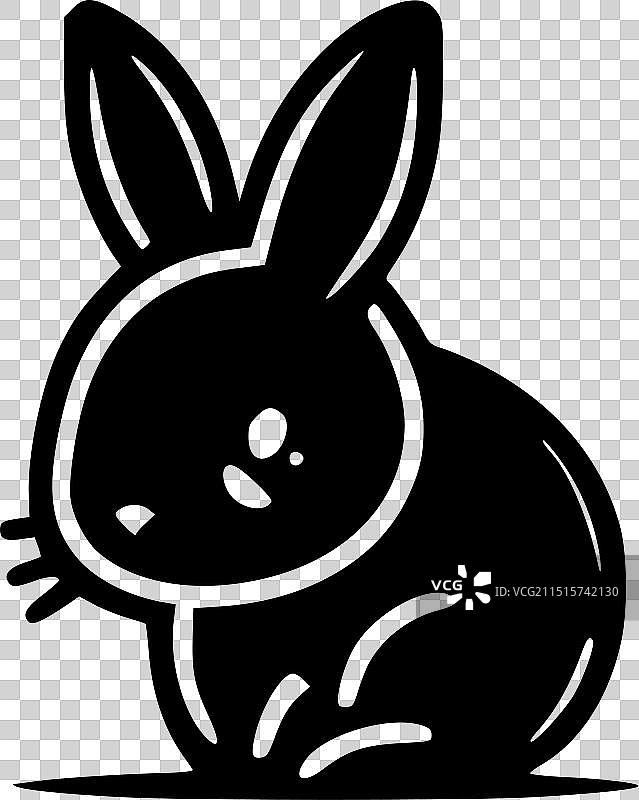 兔子黑白隔离图标图片素材