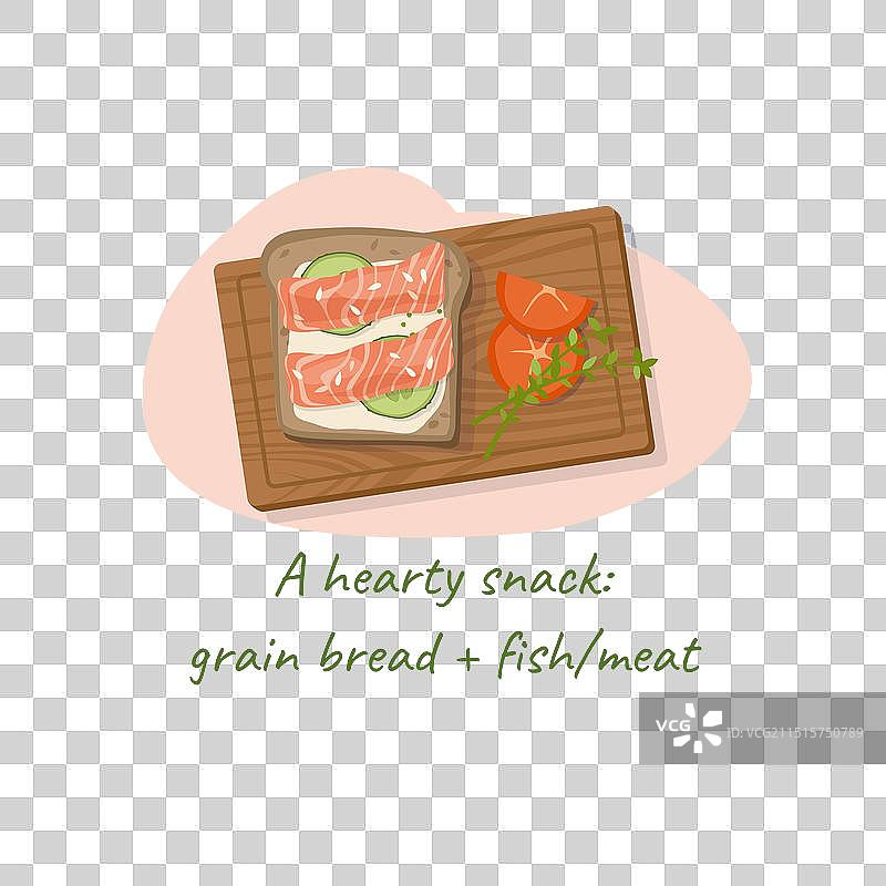 吐司面包和三文鱼早餐图片素材