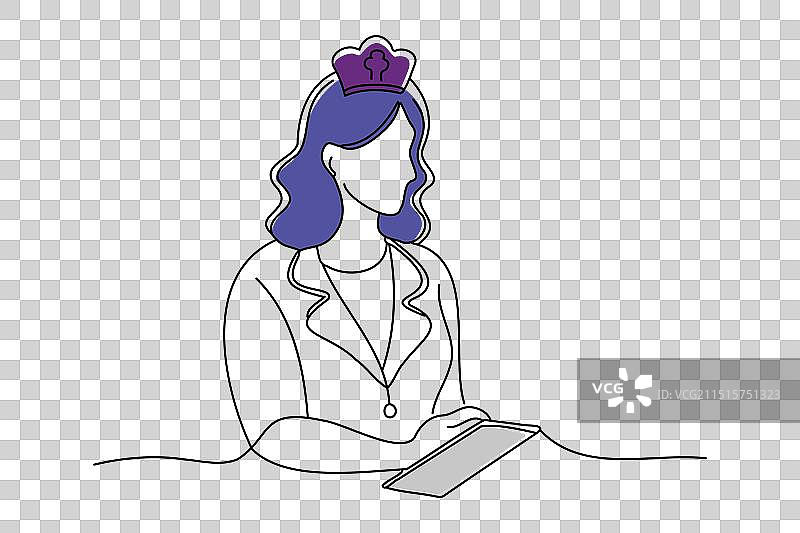 在医院工作的女护士涂鸦图片素材