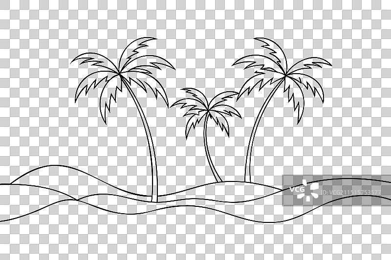 手绘热带棕榈海滩图片素材
