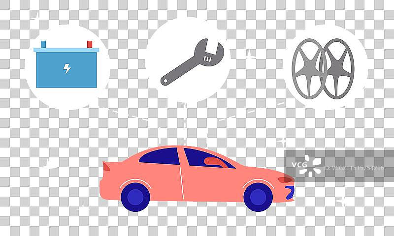 扁平风格汽车概念图标图片素材