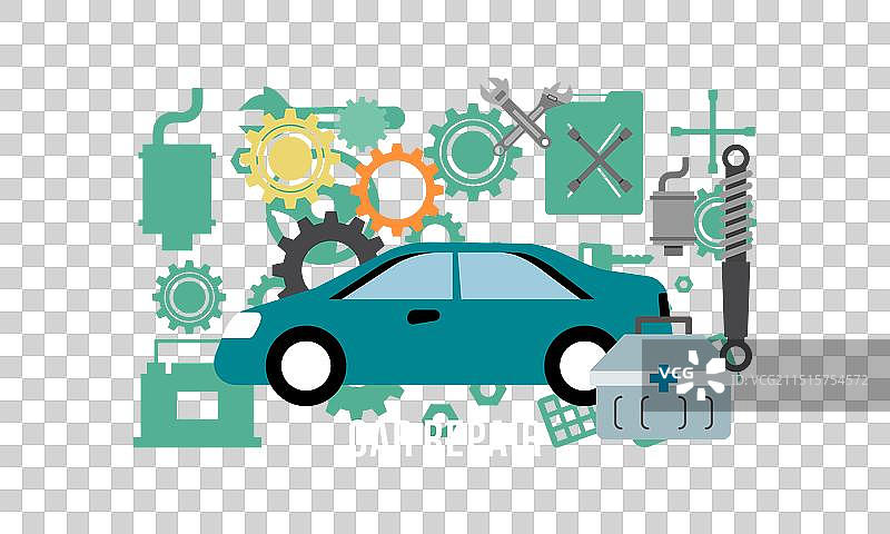 扁平风格汽车概念图标图片素材