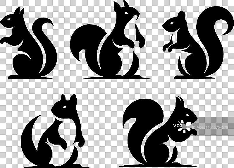 松鼠剪影合集图片素材