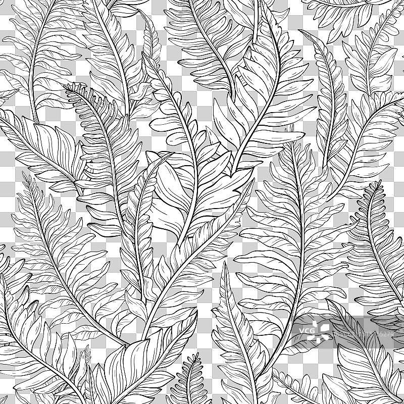 野生森林植物树叶无缝图案图片素材