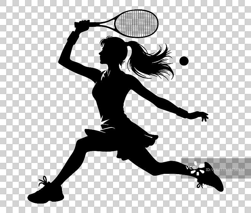 女子网球运动员剪影图片素材