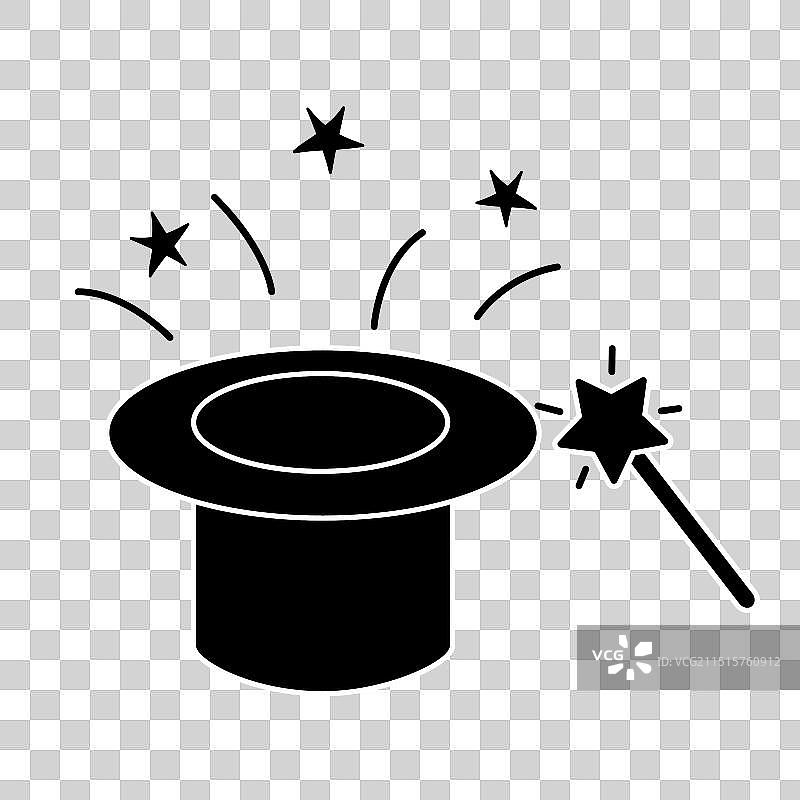 巫师或魔术师帽子黑色剪影图片素材